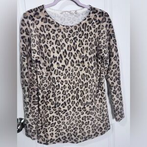Soft Surrounding Leopard Print Long Sleeve Top- XS